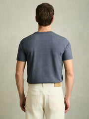 Men Cotton Crew Neck T-Shirt in Airforce Blue Melange