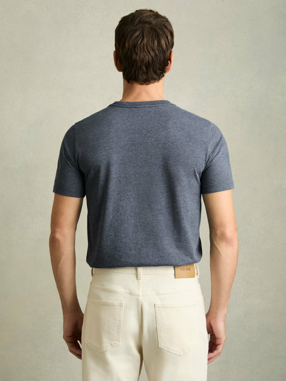 Men Cotton Crew Neck T-Shirt in Airforce Blue Melange