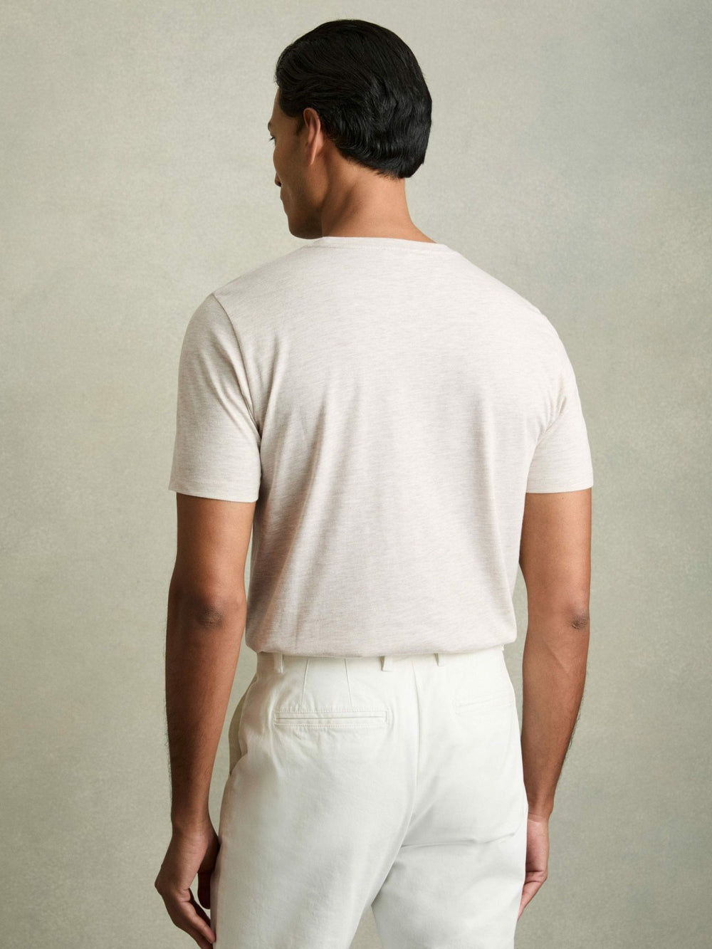 Men Cotton Crew Neck T-Shirt in Wheat Melange