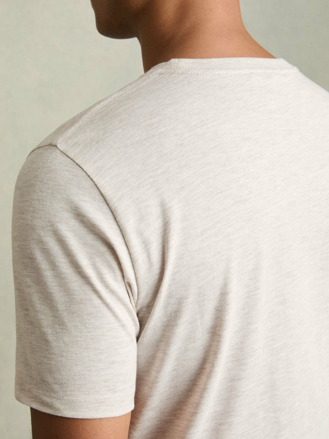 Men Cotton Crew Neck T-Shirt in Wheat Melange