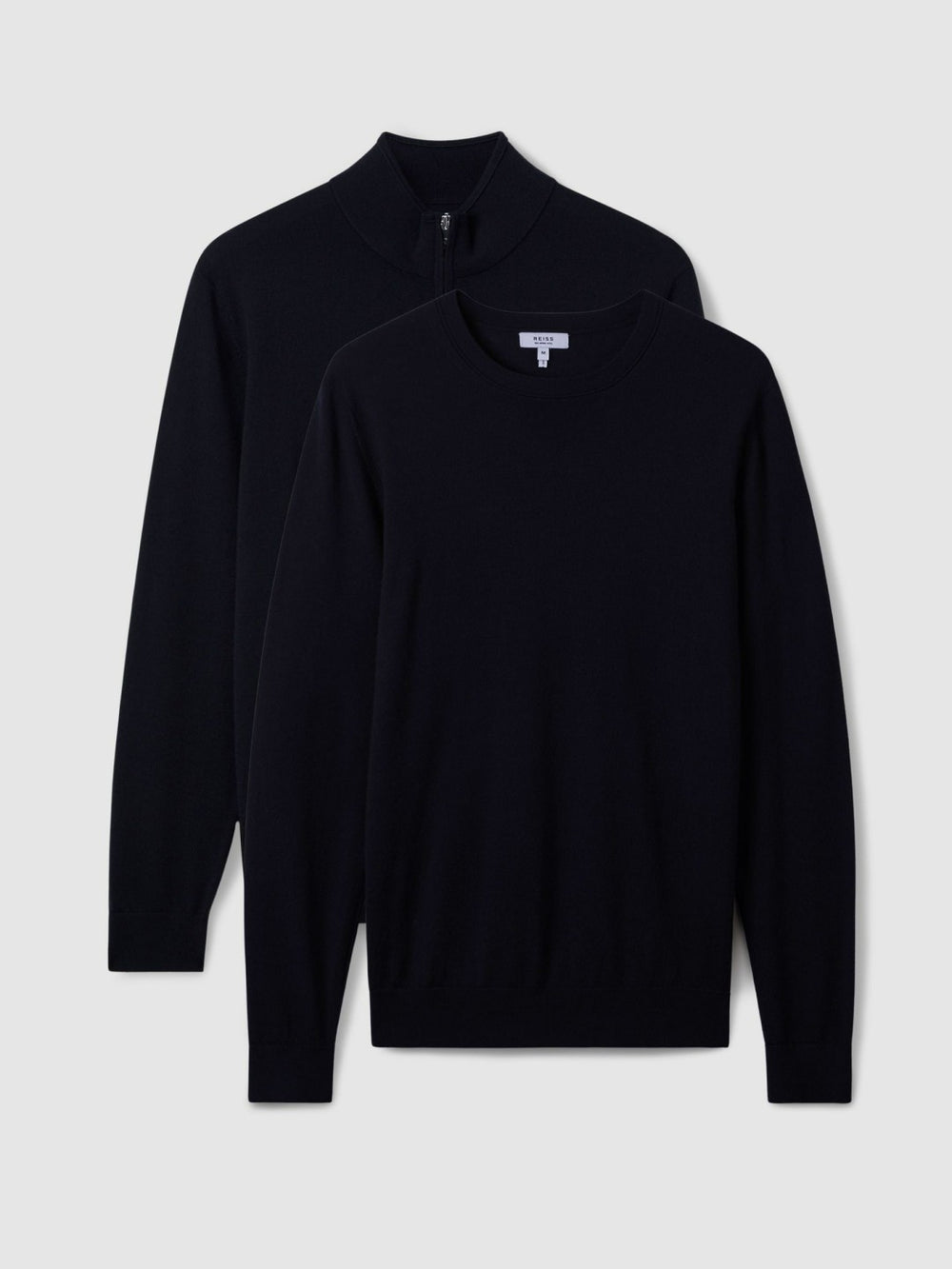 Men Pack of Two Merino Wool Jumpers in Navy