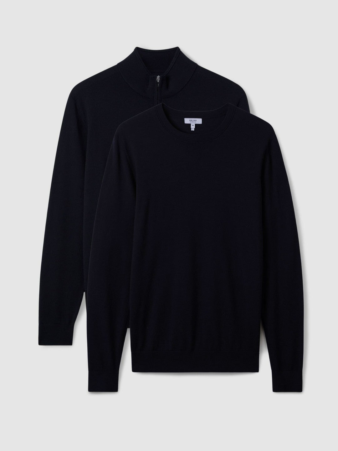 Men Pack of Two Merino Wool Jumpers in Navy