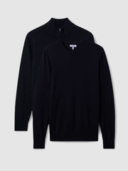 Men Pack of Two Merino Wool Jumpers in Navy