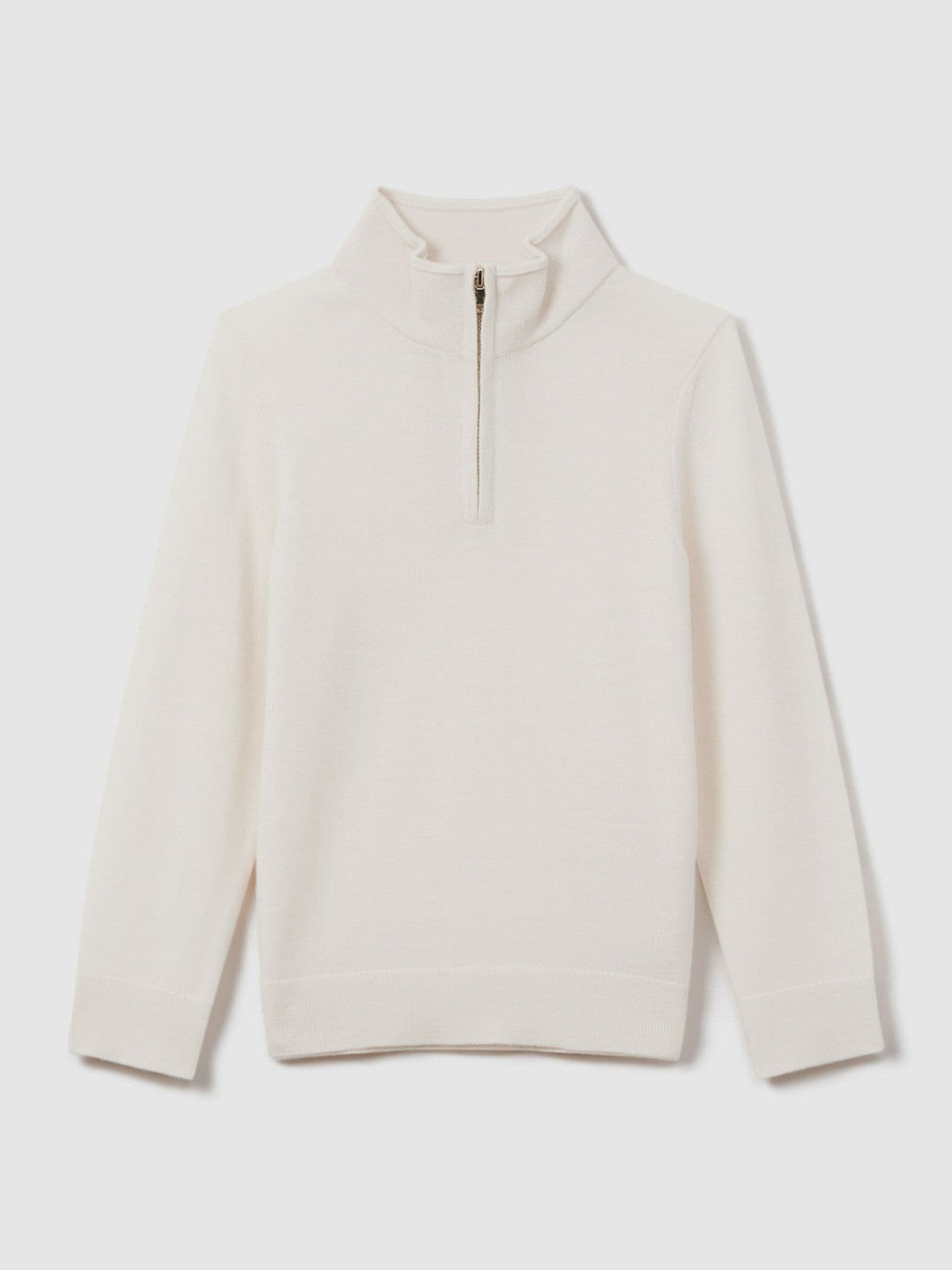 Children & Baby 3-9 yrs Wool Half-Zip Funnel Neck Jumper in Snow