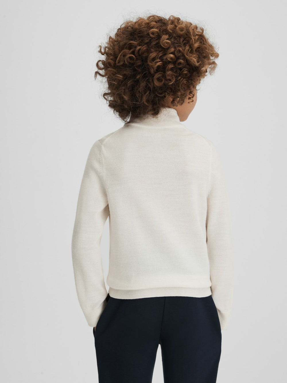 Children & Baby 3-9 yrs Wool Half-Zip Funnel Neck Jumper in Snow