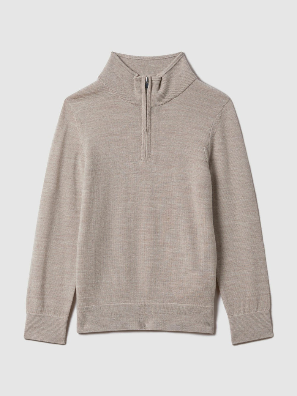 Children & Baby 3-9 yrs Wool Half-Zip Funnel Neck Jumper in Wheat Melange