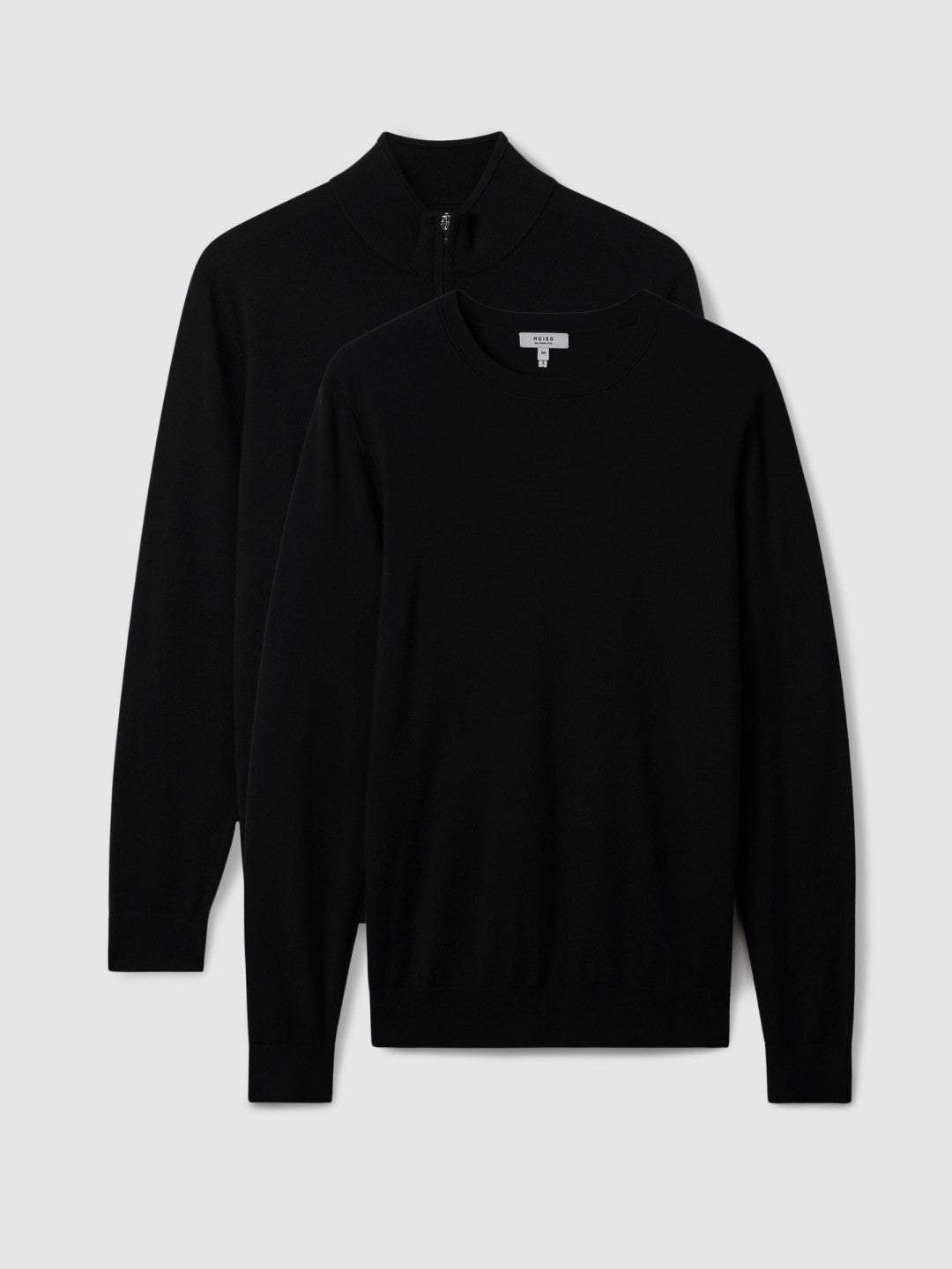 Men Pack of Two Merino Wool Jumpers in Black