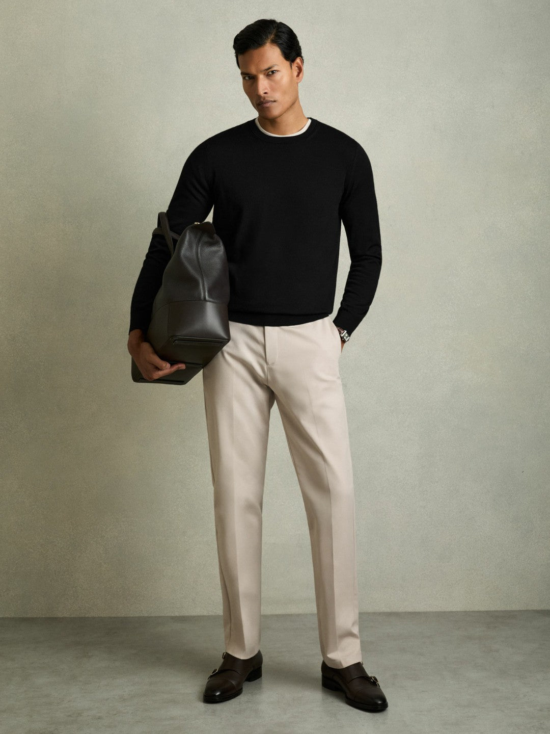 Men Pack of Two Merino Wool Jumpers in Black