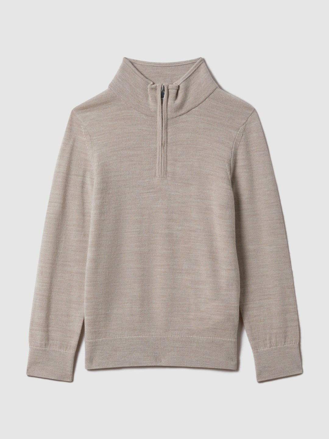 Children & Baby 9-13 yrs Wool Half-Zip Funnel Neck Jumper in Wheat Melange