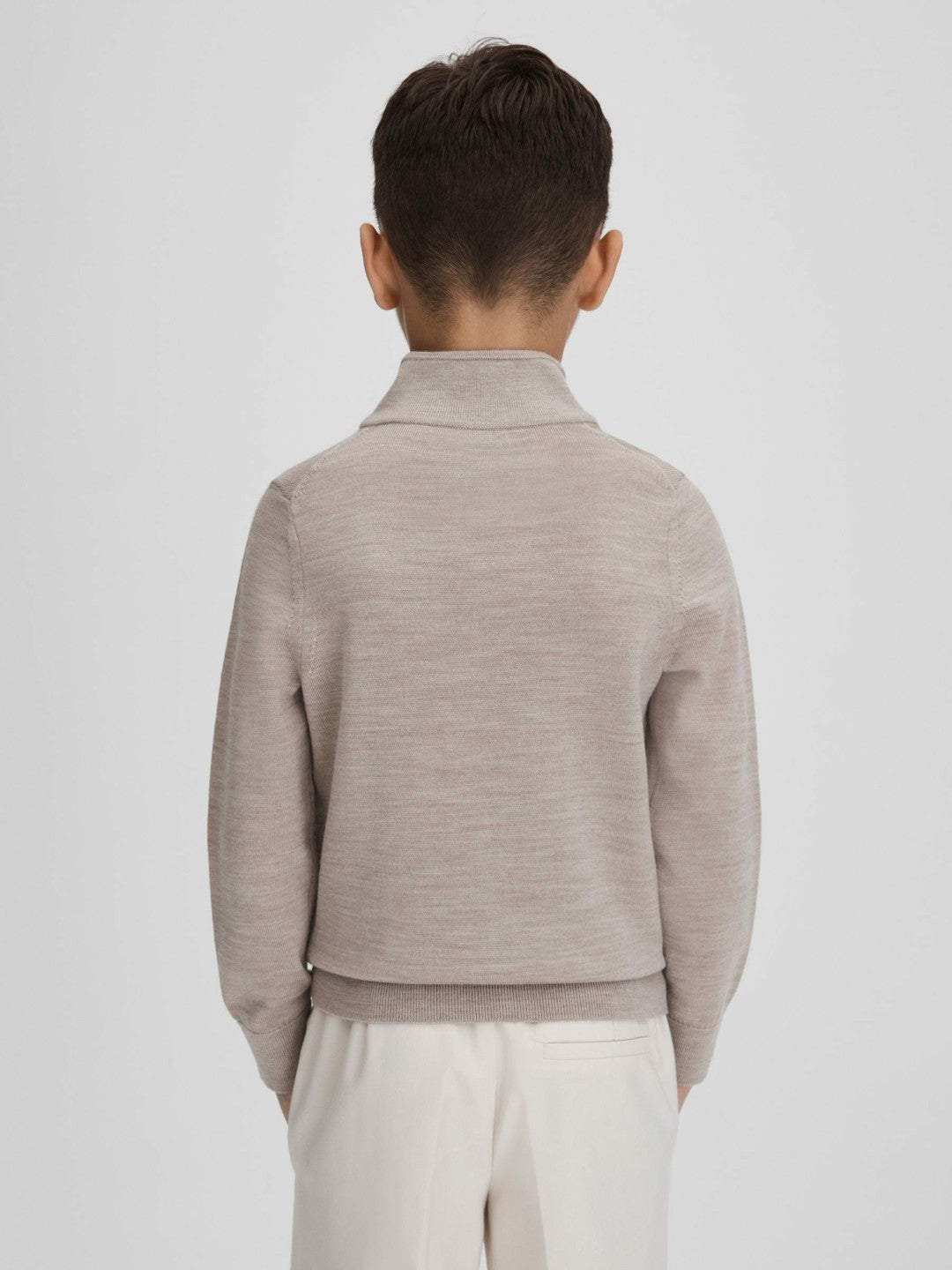 Children & Baby 9-13 yrs Wool Half-Zip Funnel Neck Jumper in Wheat Melange