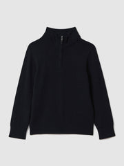 Children & Baby 9-13 yrs Wool Half-Zip Funnel Neck Jumper in Navy