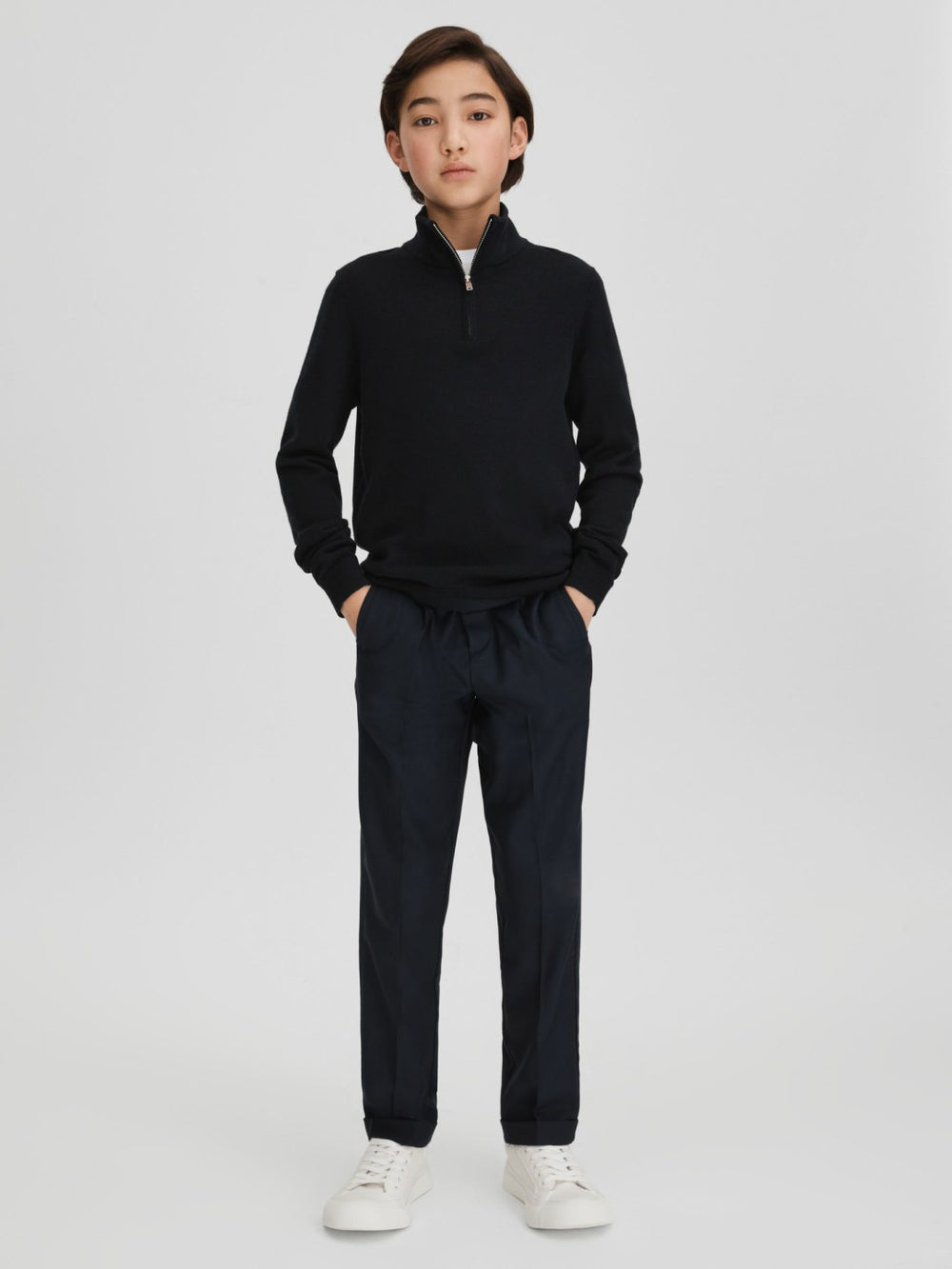 Children & Baby 9-13 yrs Wool Half-Zip Funnel Neck Jumper in Navy