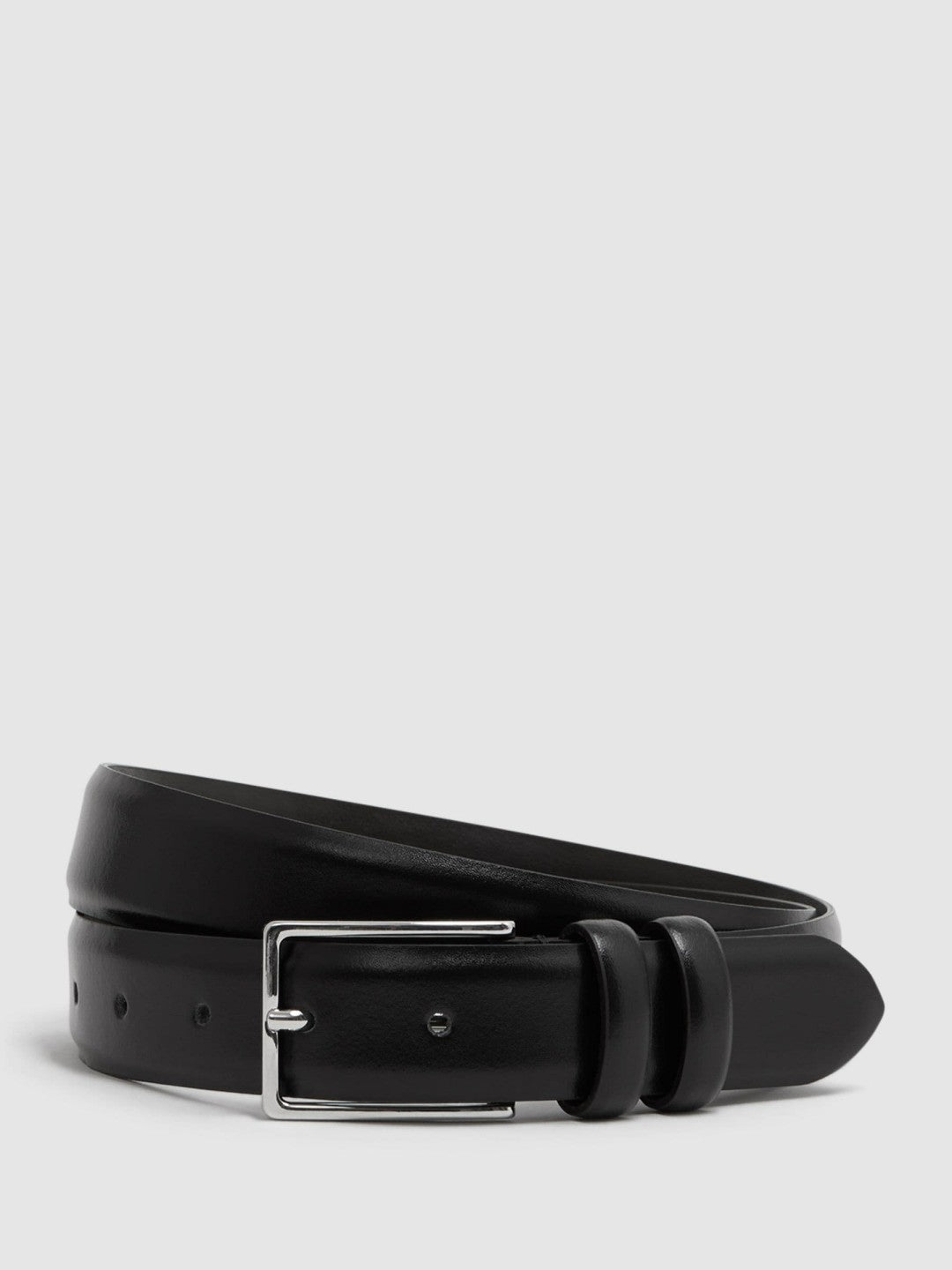 Men Smooth Leather Belt in Black