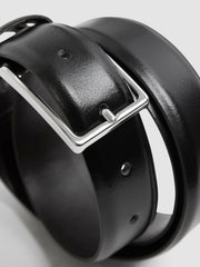 Men Smooth Leather Belt in Black