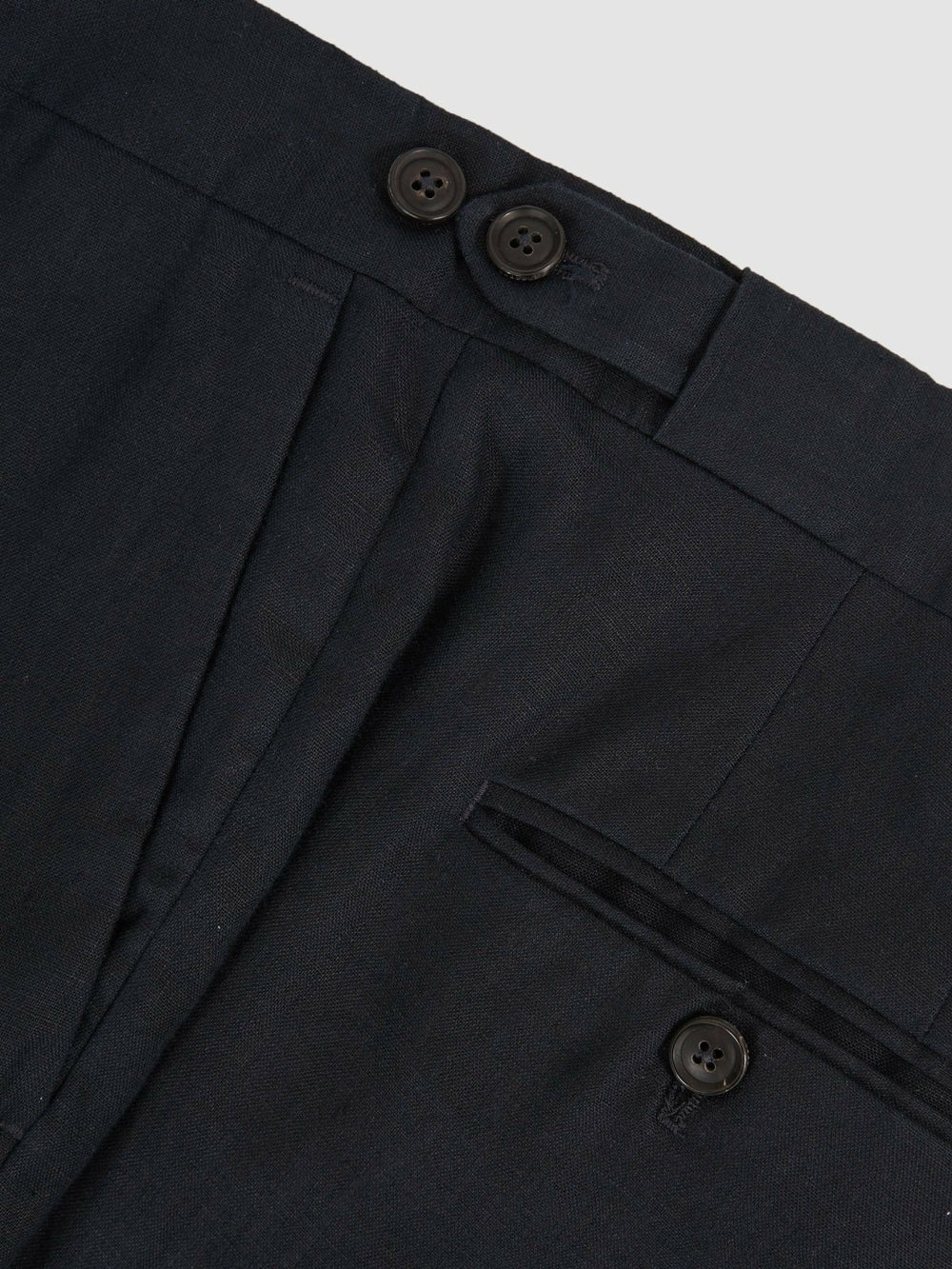Men Slim Fit Linen Adjuster Trousers in Navy