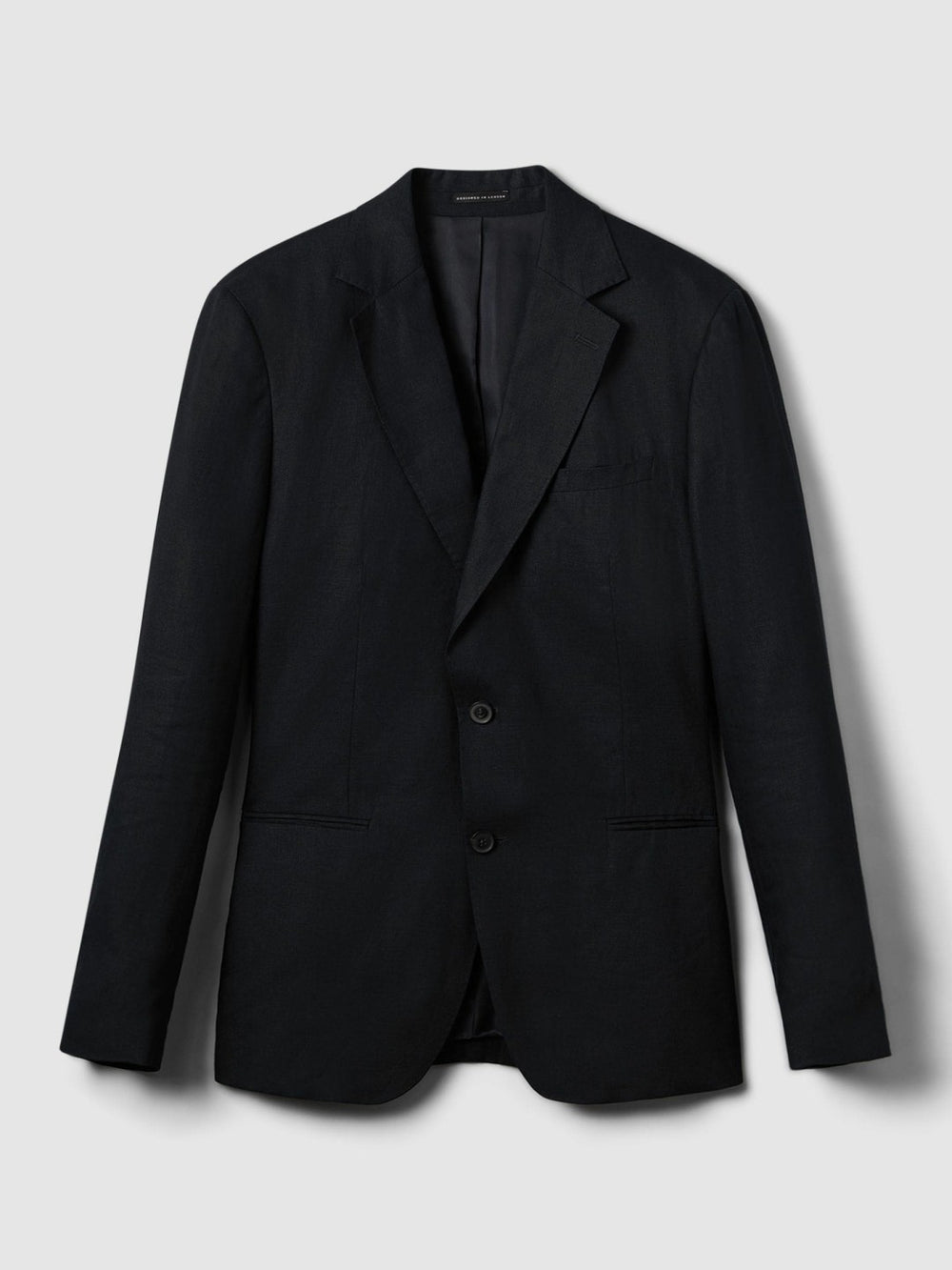 Men Slim-Fit Single Breasted Linen Blazer in Navy