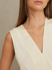 Women V-Neck Shell Top in Ivory