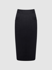 Women Tailored Pencil Skirt in Navy