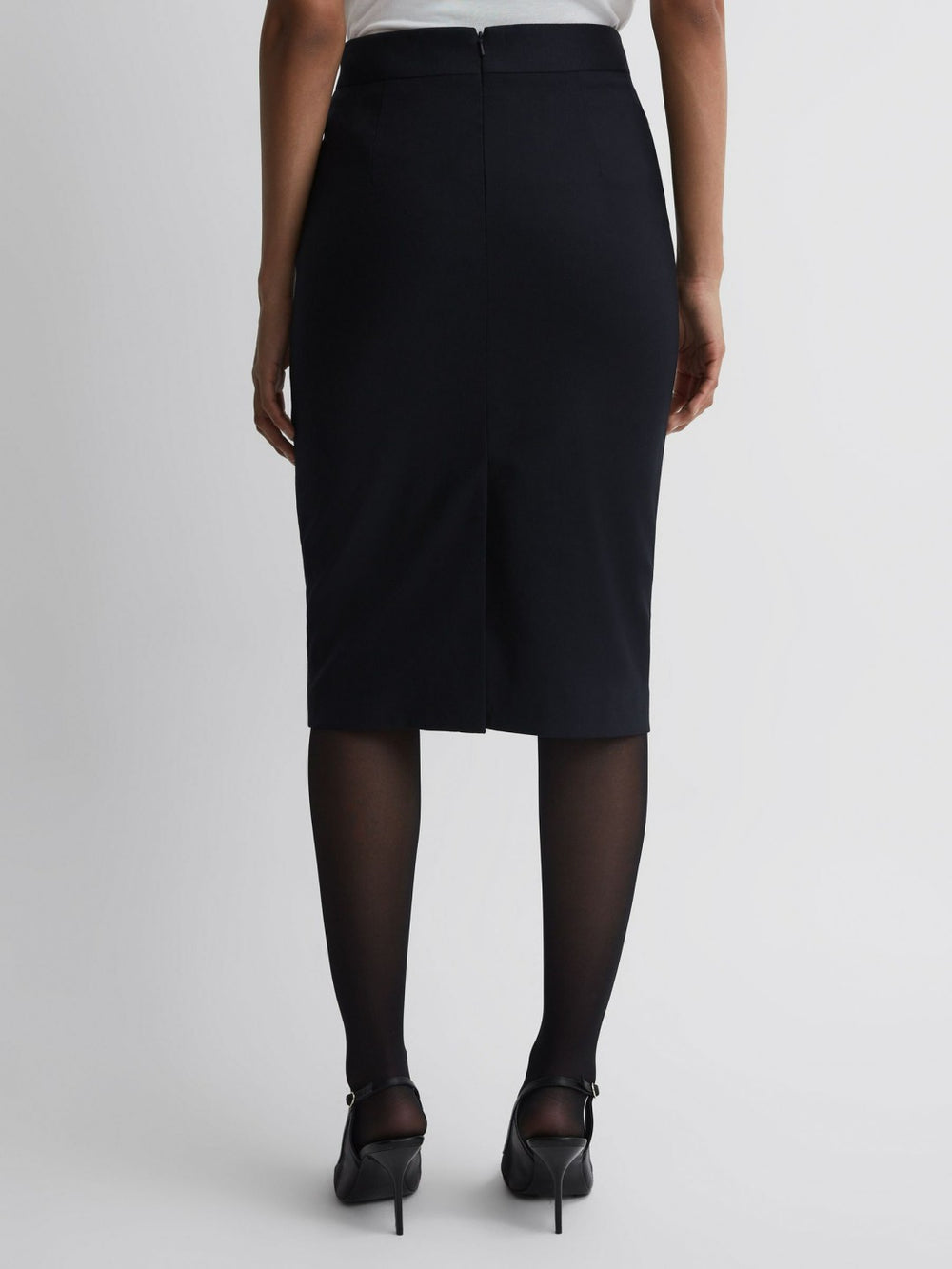 Women Tailored Pencil Skirt in Navy