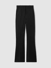 Women Wool-Blend Tailored Flared Suit Trousers in Black