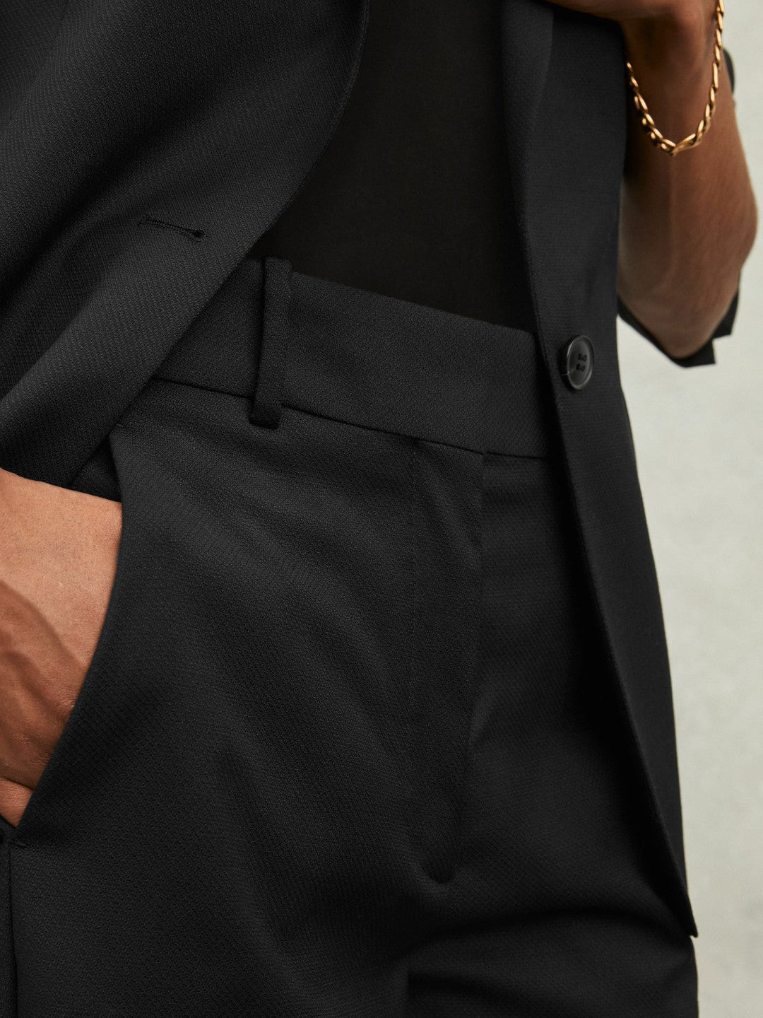 Women Wool-Blend Tailored Flared Suit Trousers in Black
