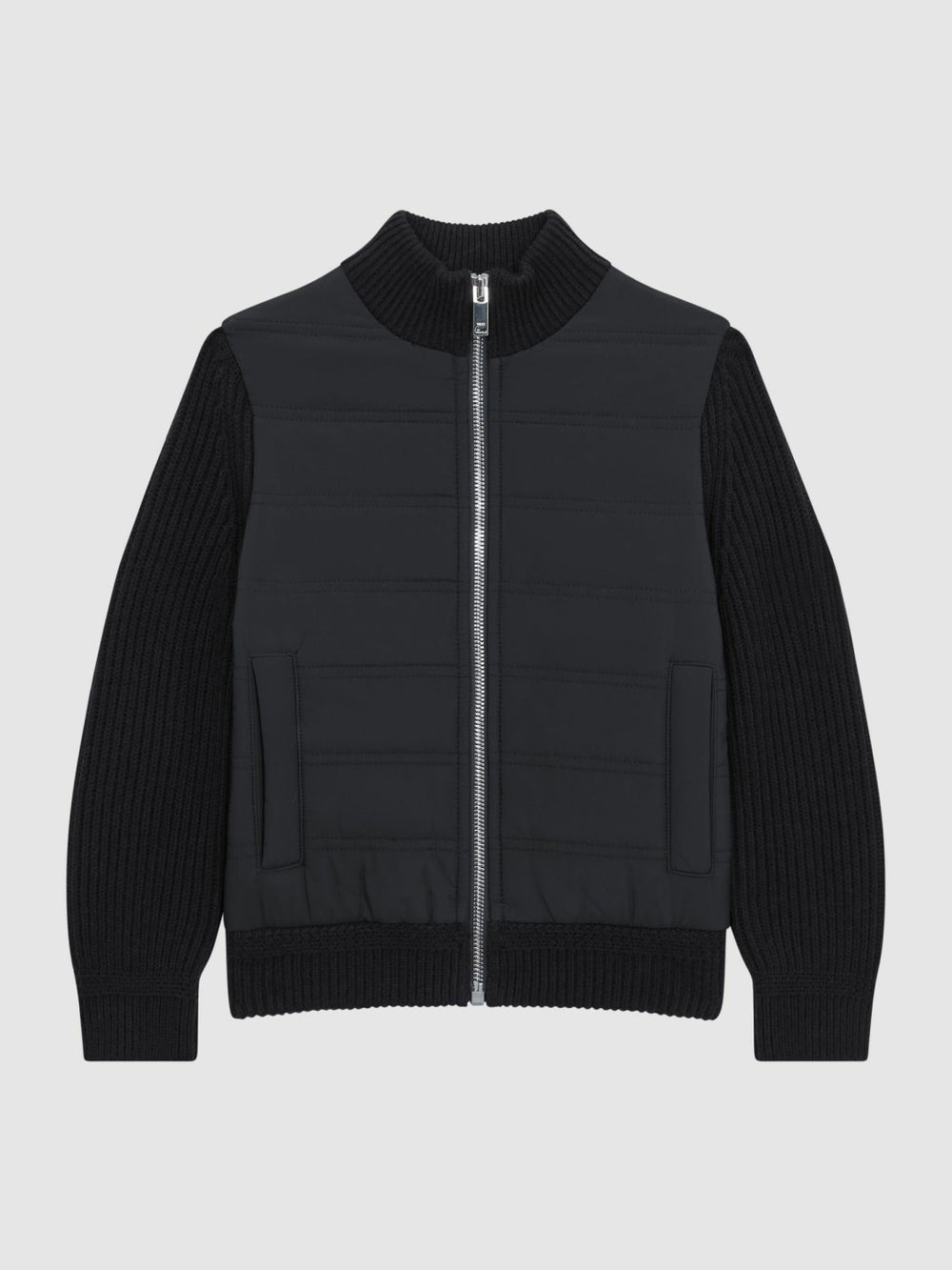 Children & Baby Junior Hybrid Zip Through Quilted Jacket in Navy