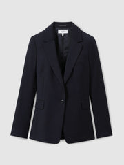 Women Petite Single Breasted Suit Blazer in Navy