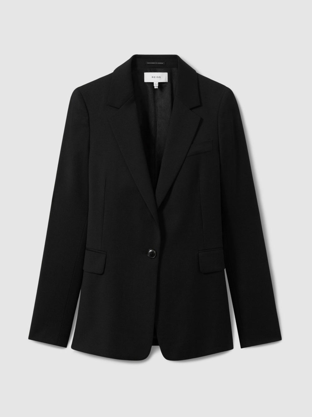 Women Petite Single Breasted Suit Blazer in Black