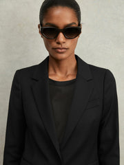 Women Single Breasted Suit Blazer in Black