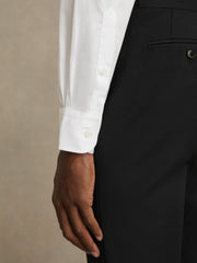 Men Regular Fit Cotton Sateen Striped Shirt in White