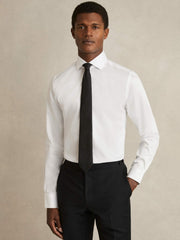 Men Regular Fit Cotton Sateen Striped Shirt in White
