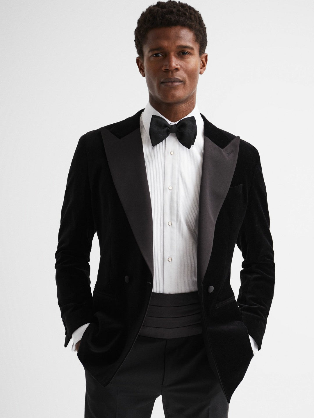 Men Silk Cummerbund in Black