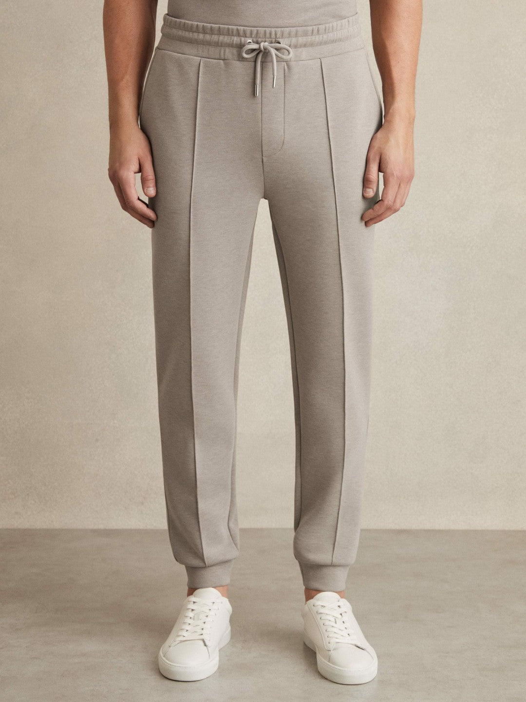 Men Drawstring Jersey Joggers in Taupe
