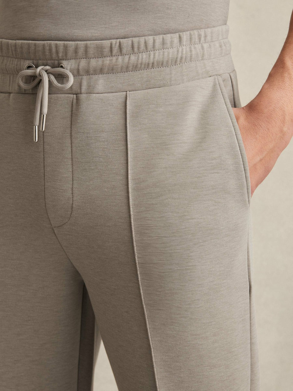 Men Drawstring Jersey Joggers in Taupe