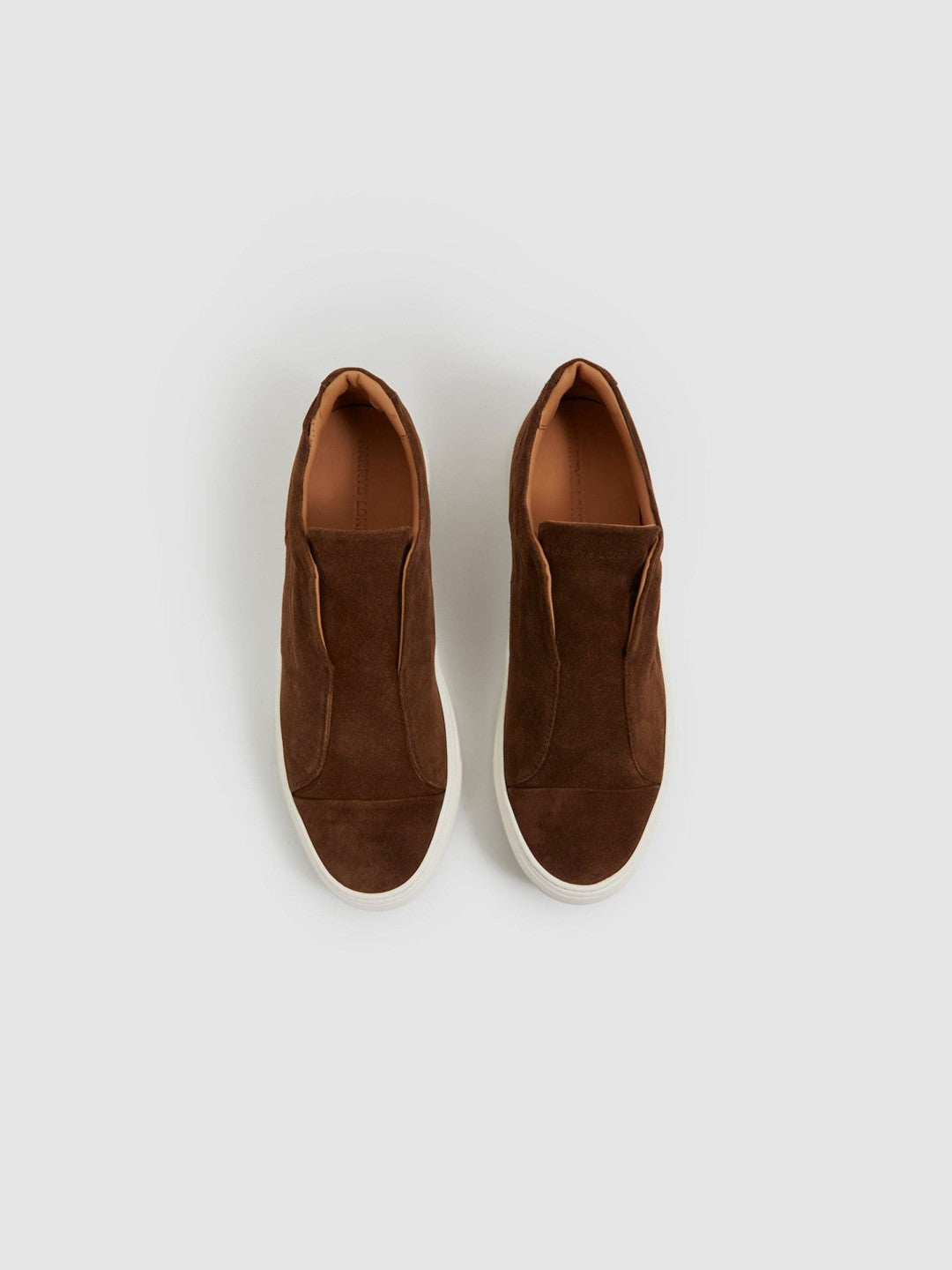 Men Harrys London Suede Slip On Trainers in Dark Bark Brown