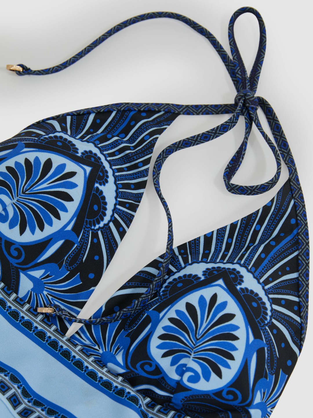 Women Halterneck Printed Swimsuit in Blue