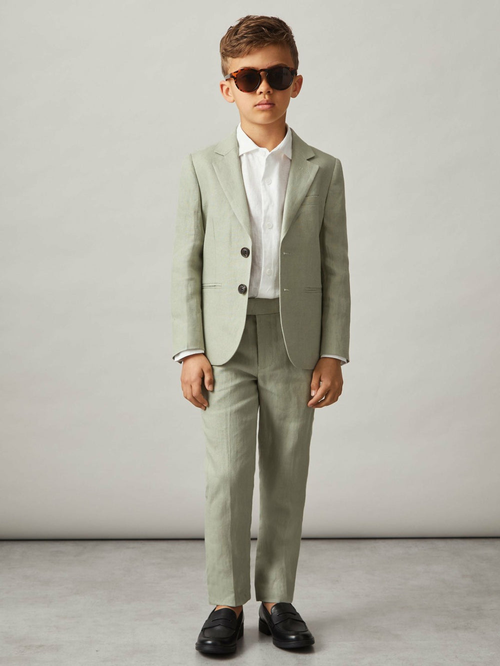 Children & Baby 9-13 yrs Slim Fit Linen Adjustable Trousers in Apple