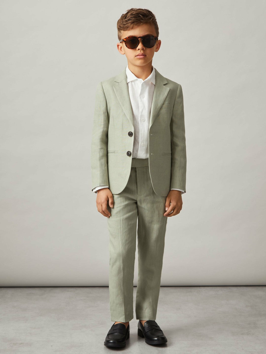 Children & Baby 9-13 yrs Slim Fit Linen Adjustable Trousers in Apple