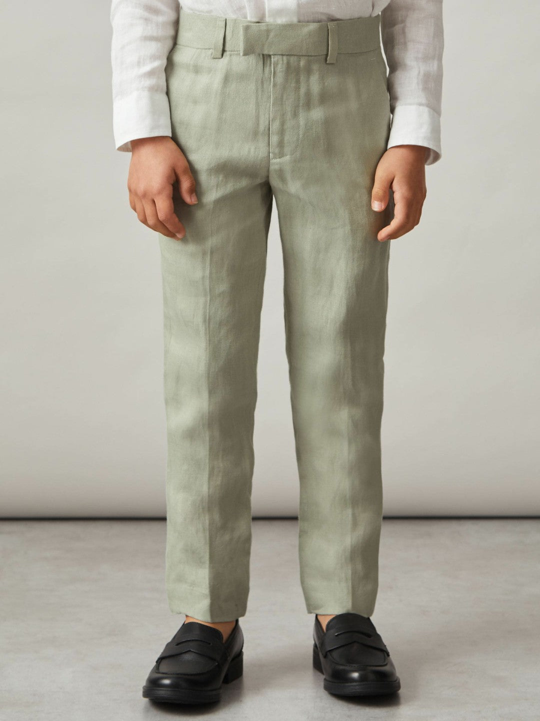 Children & Baby 9-13 yrs Slim Fit Linen Adjustable Trousers in Apple