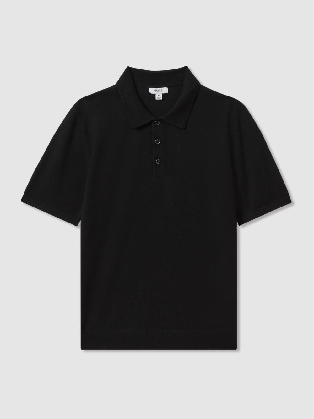 Men Merino Wool Polo Shirt in Black