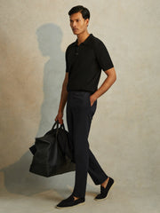 Men Merino Wool Polo Shirt in Black