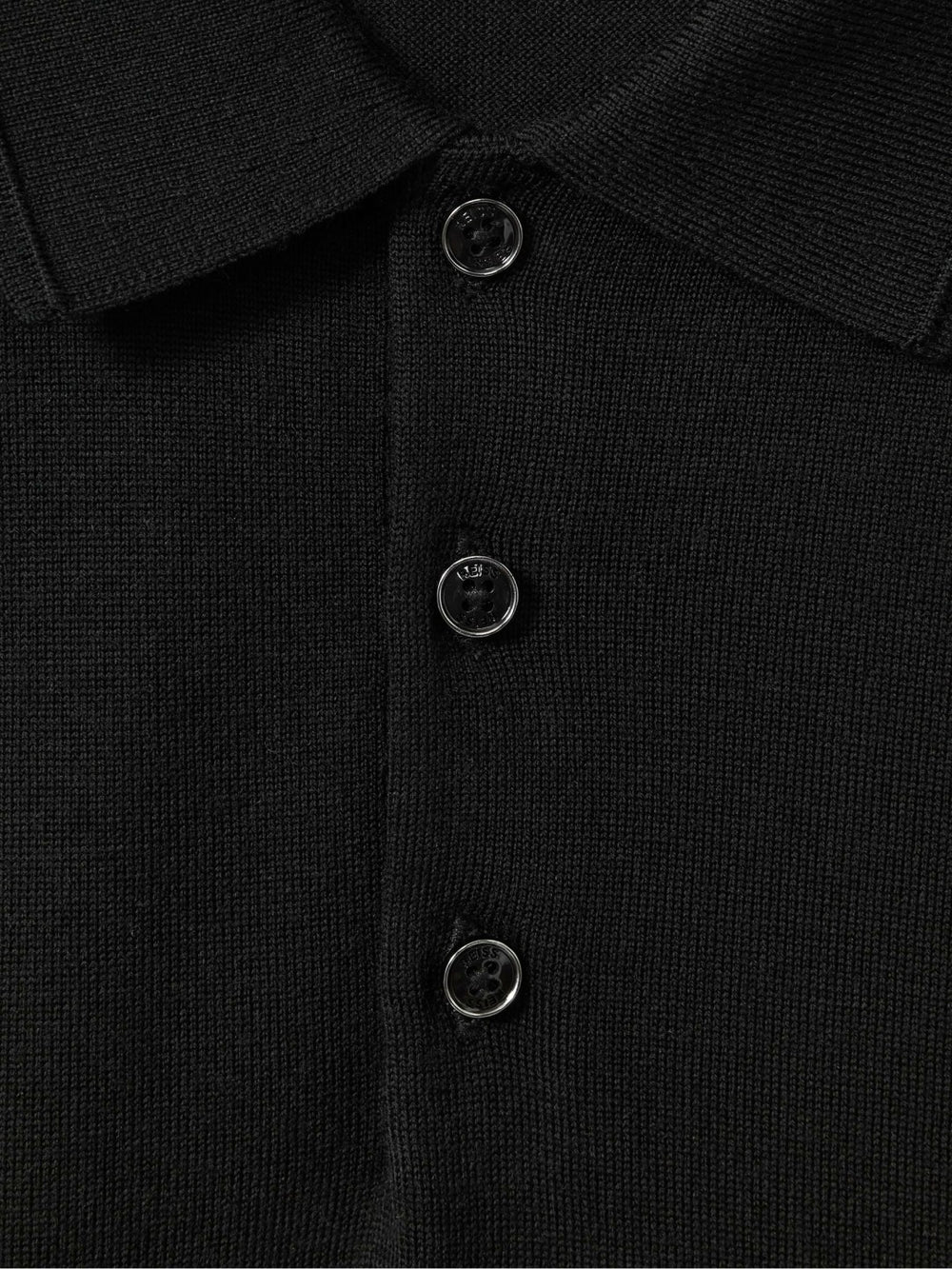 Men Merino Wool Polo Shirt in Black