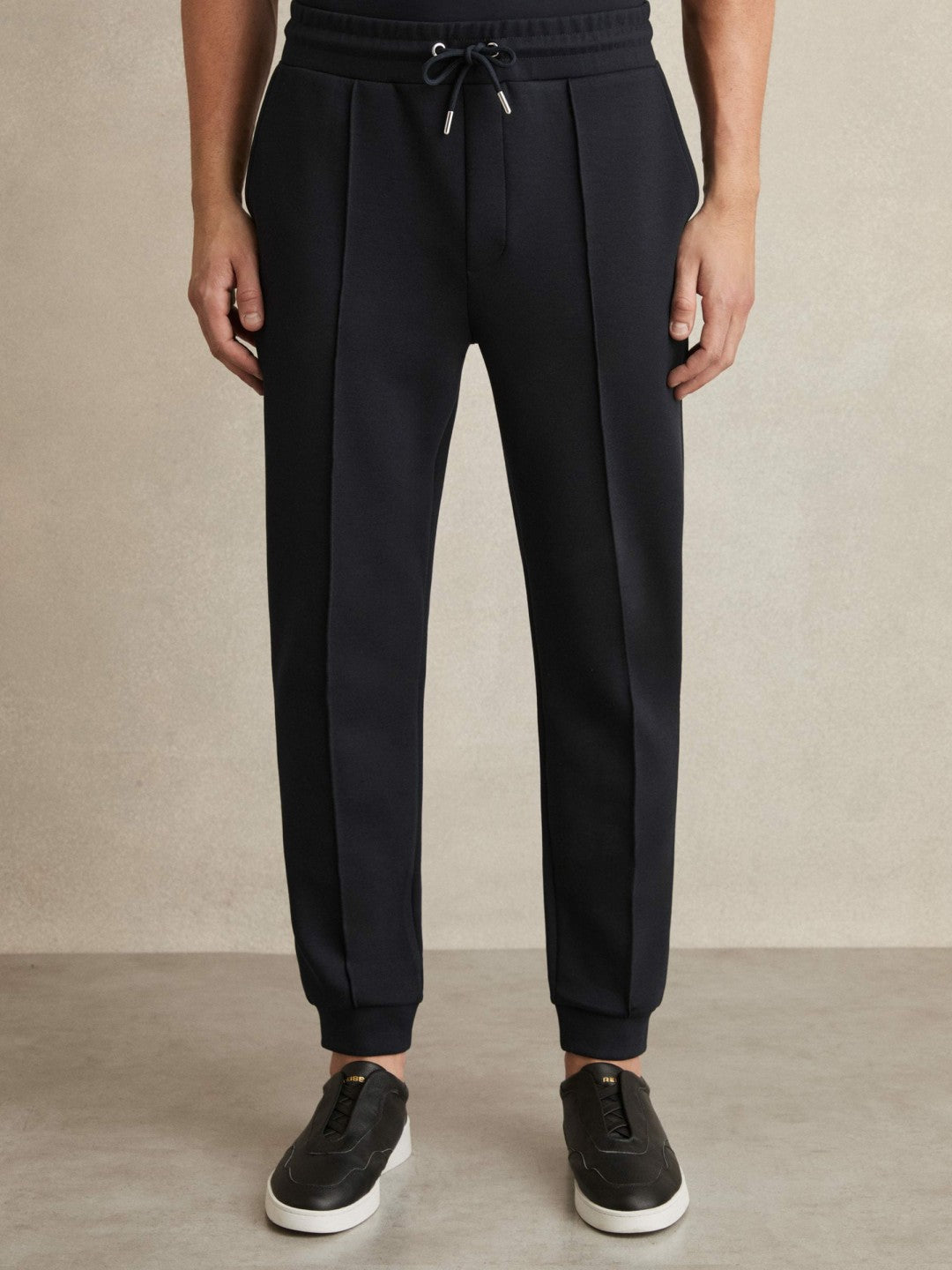 Men Drawstring Jersey Joggers in Navy Blue