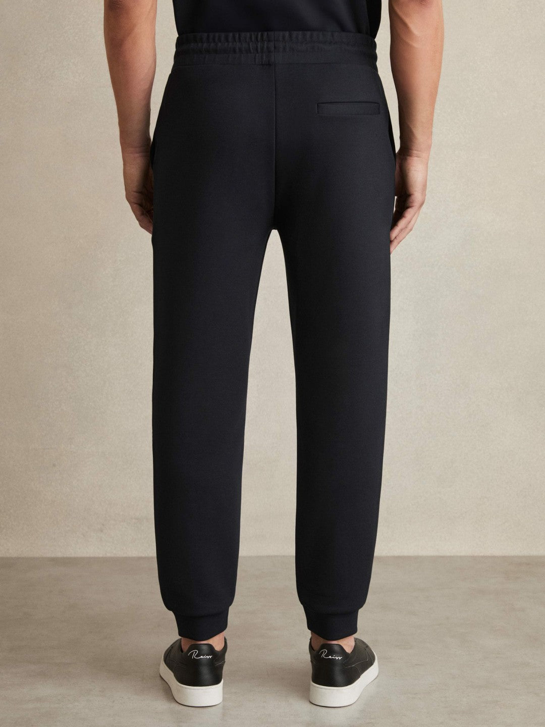 Men Drawstring Jersey Joggers in Navy Blue