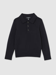 Children & Baby 9-14 yrs Merino Wool Polo Shirt in Navy