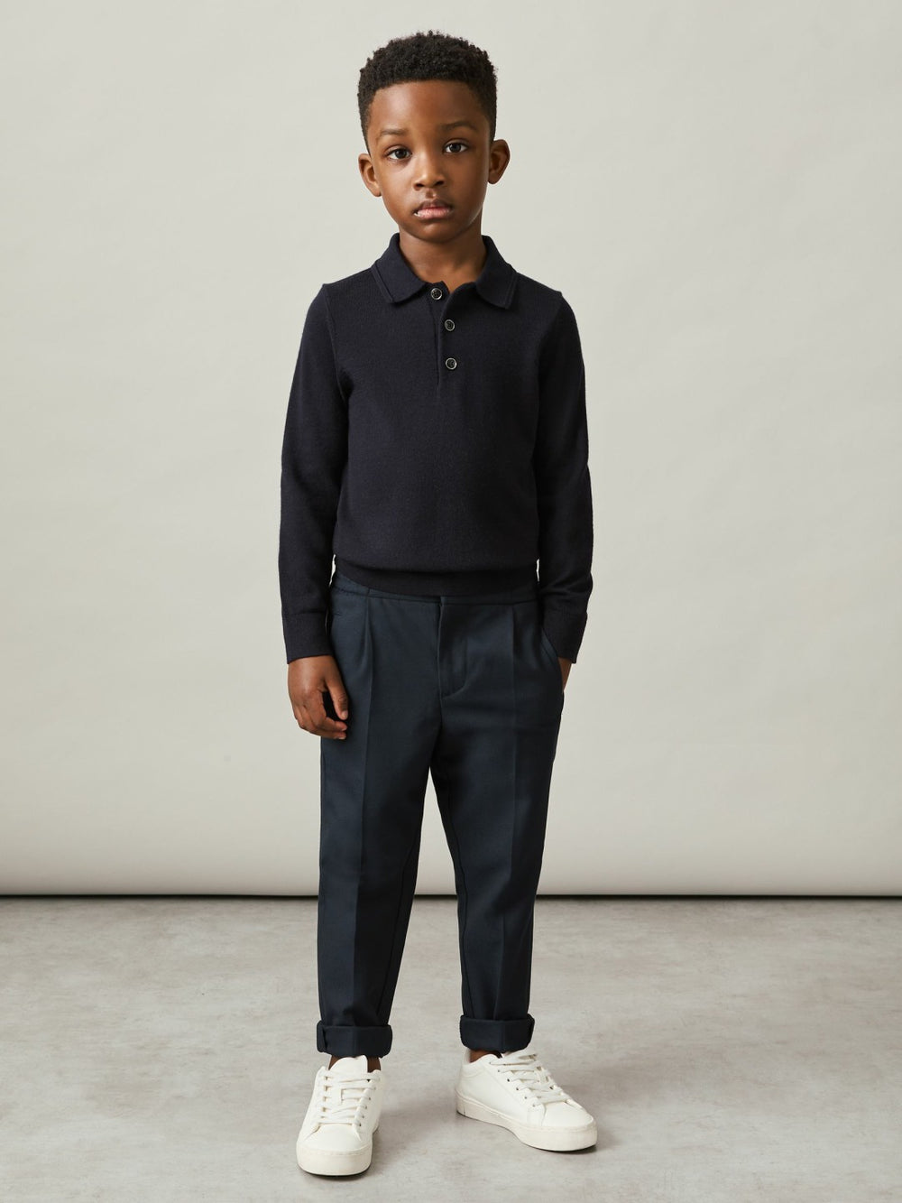 Children & Baby 9-14 yrs Merino Wool Polo Shirt in Navy