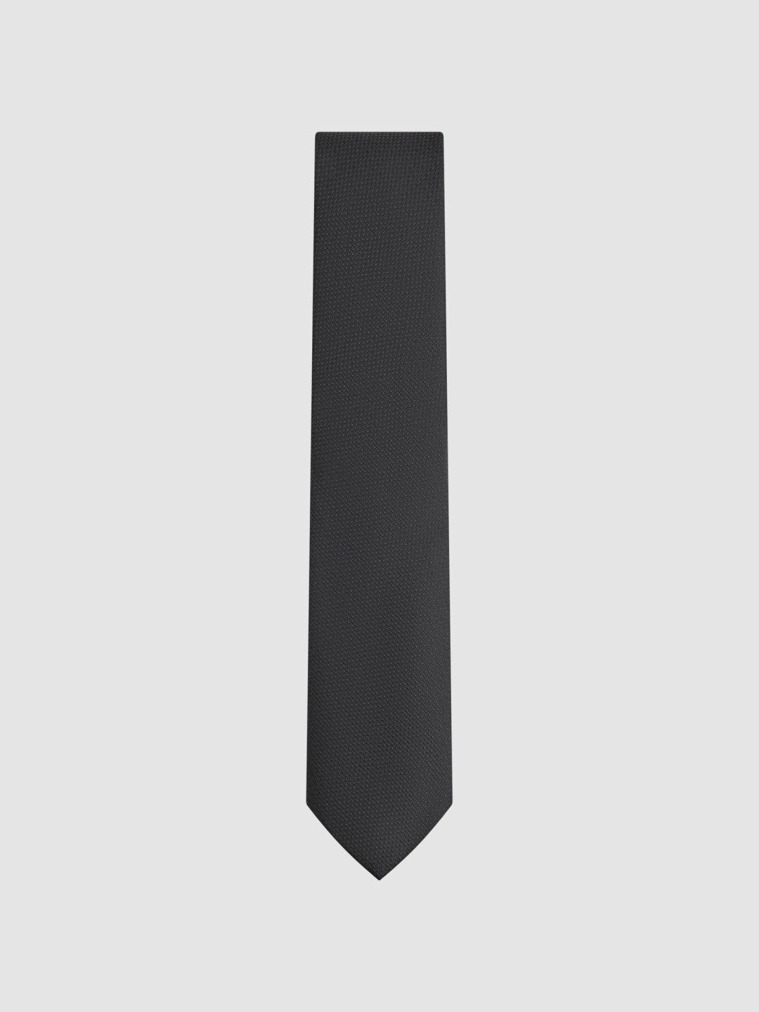 Men Textured Silk Blend Tie in Black