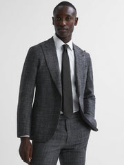 Men Textured Silk Blend Tie in Black