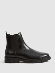 Men Leather Chelsea Boots in Black
