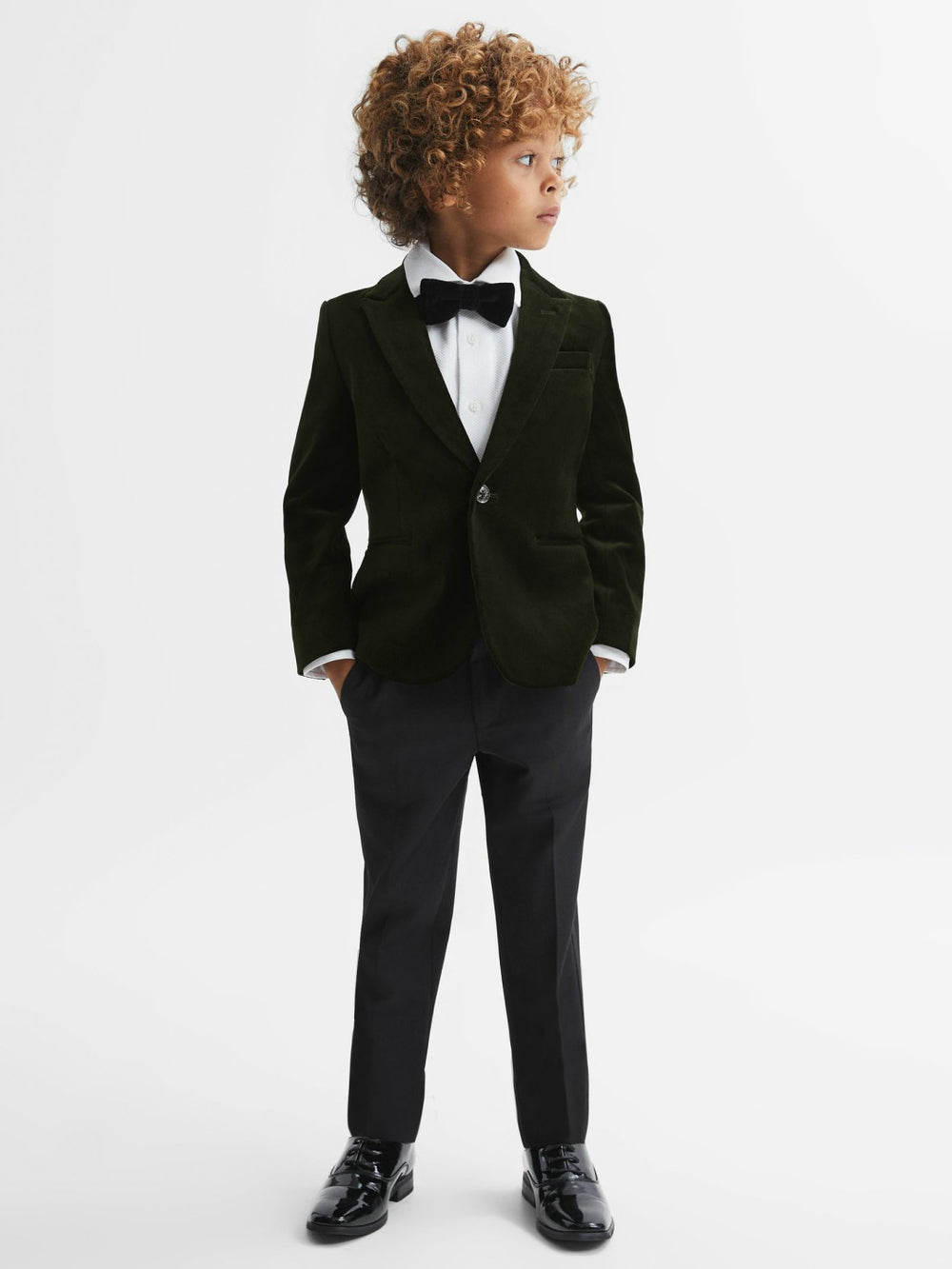 Children & Baby 9-14 yrs Slim Fit Velvet Single Breasted Blazer in Emerald
